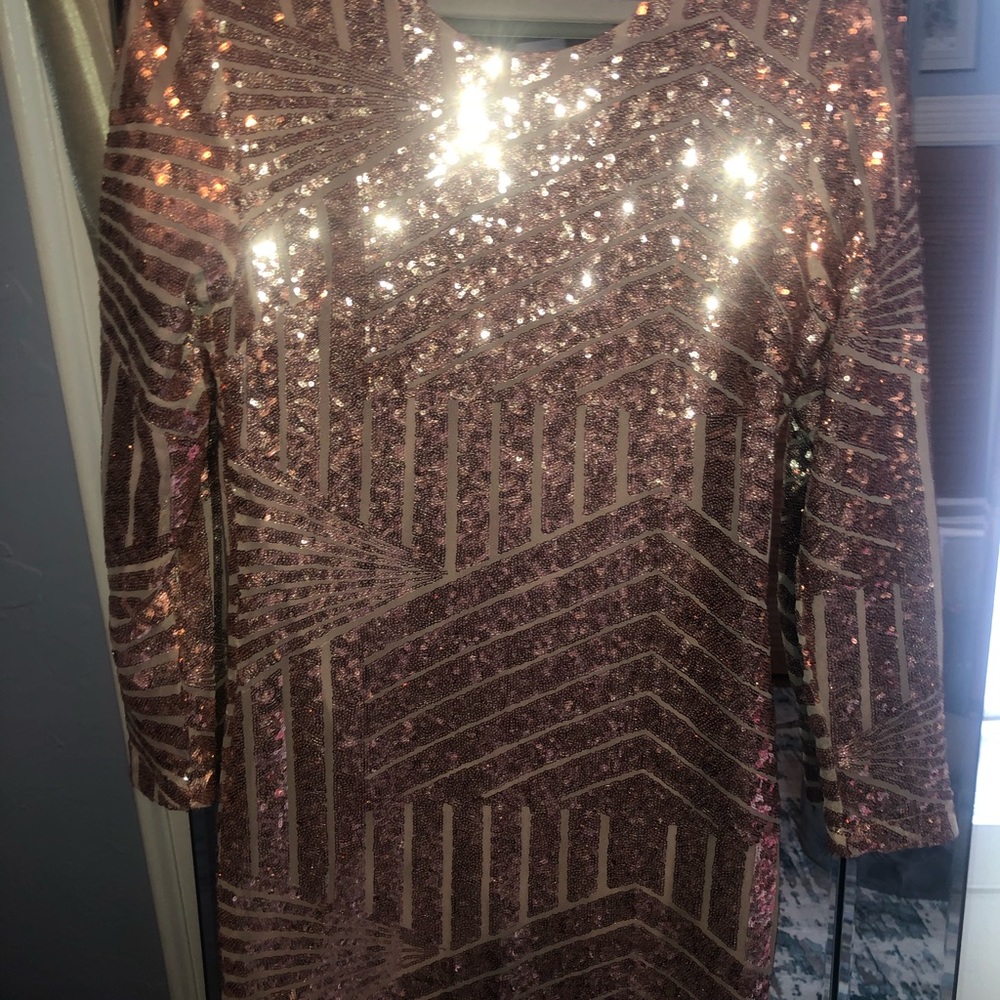 Sequin rose gold mini dress - Picture 3 of 11